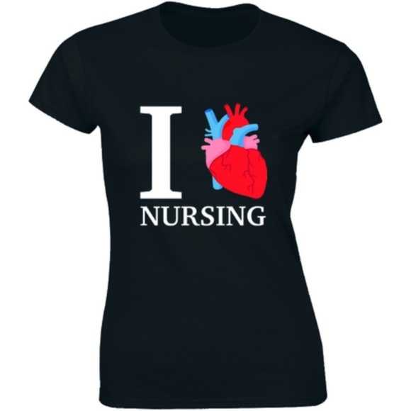 Half It Tops - I Heart Nursing Love Graduate Student T-shirt Tee Half It Tops - I Heart Nursing Love Graduate Student T-shirt Tee